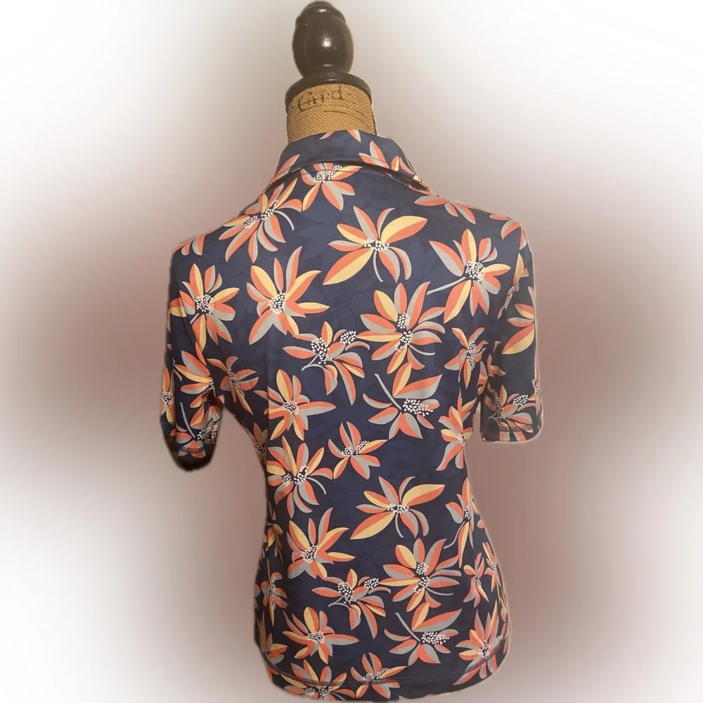NWT Antigua Sz M Women’s Short Sleeve pull over Golf Polo Shirt - Picture 2 of 6